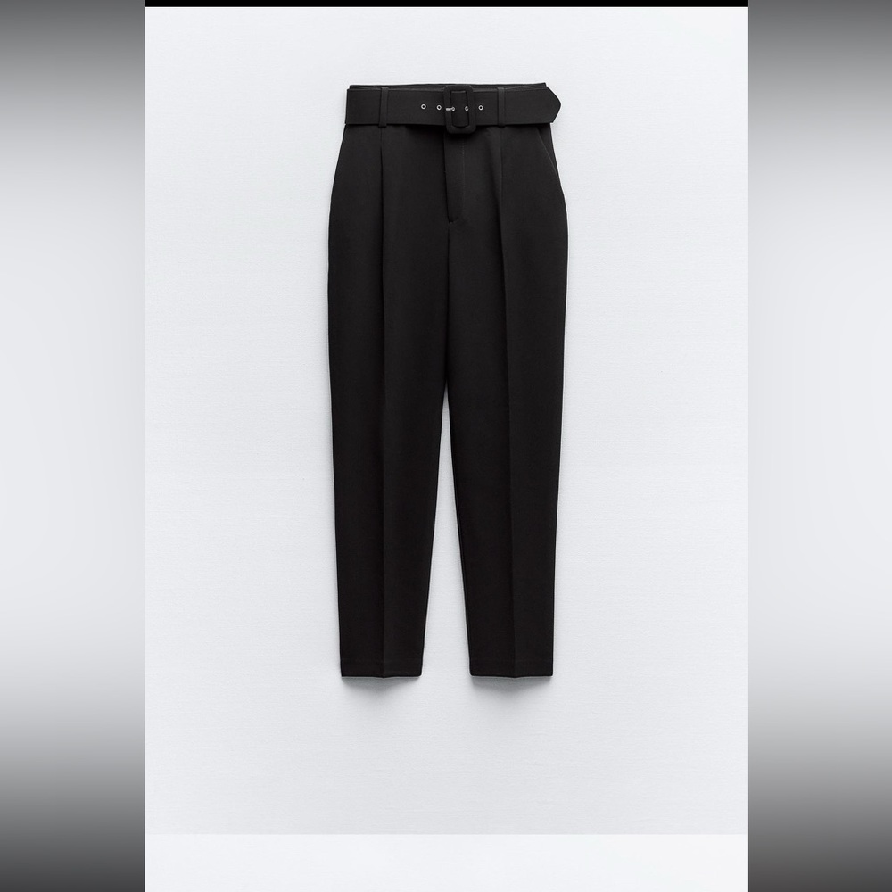 Zara Pant with Fabric-covered belt NWOT